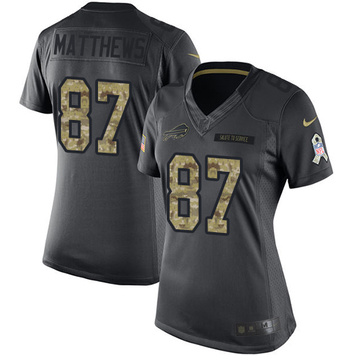 Women's Nike Buffalo Bills #87 Jordan Matthews Limited Black 2016 Salute to Service NFL Jersey