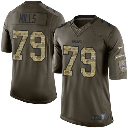 Men's Nike Buffalo Bills #79 Jordan Mills Elite Green Salute to Service NFL Jersey