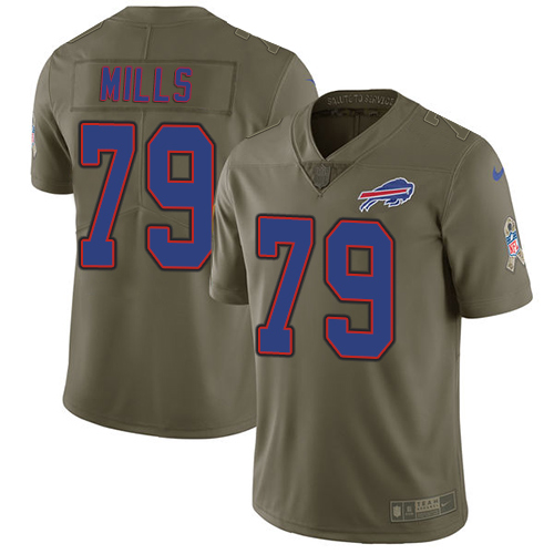 Men's Nike Buffalo Bills #79 Jordan Mills Limited Olive 2017 Salute to Service NFL Jersey