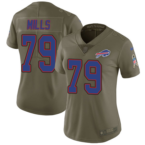 Women's Nike Buffalo Bills #79 Jordan Mills Limited Olive 2017 Salute to Service NFL Jersey