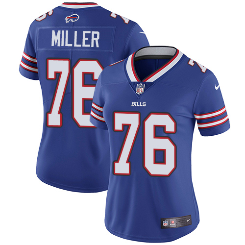 Women's Nike Buffalo Bills #76 John Miller Royal Blue Team Color Vapor Untouchable Elite Player NFL Jersey