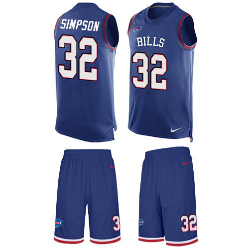 Men's Nike Buffalo Bills #32 O. J. Simpson Limited Royal Blue Tank Top Suit NFL Jersey