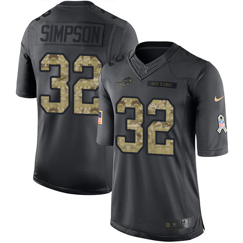Men's Nike Buffalo Bills #32 O. J. Simpson Limited Black 2016 Salute to Service NFL Jersey