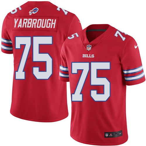 Men's Nike Buffalo Bills #75 Eddie Yarbrough Limited Red Rush Vapor Untouchable NFL Jersey