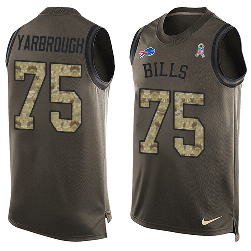 Men's Nike Buffalo Bills #75 Eddie Yarbrough Limited Green Salute to Service Tank Top NFL Jersey