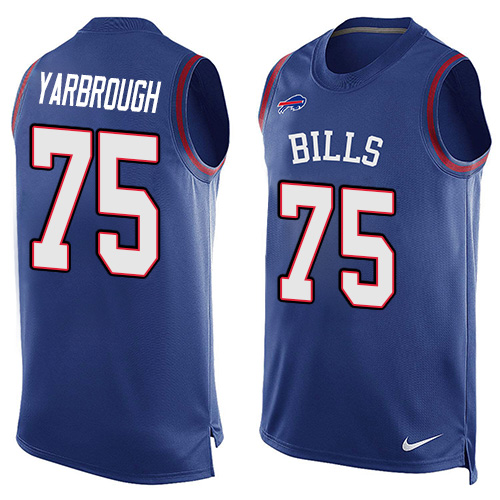 Men's Nike Buffalo Bills #75 Eddie Yarbrough Limited Royal Blue Player Name & Number Tank Top NFL Jersey