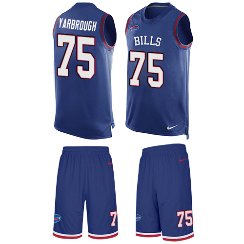 Men's Nike Buffalo Bills #75 Eddie Yarbrough Limited Royal Blue Tank Top Suit NFL Jersey