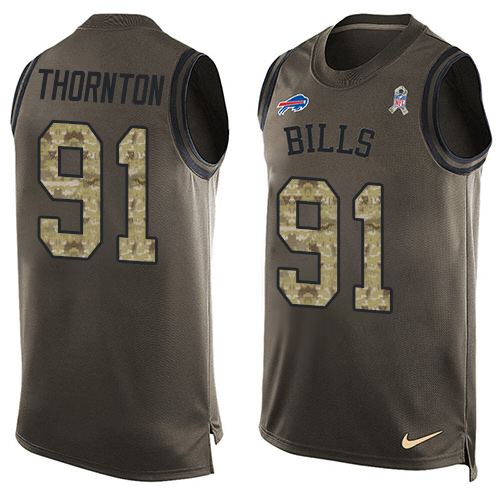 Men's Nike Buffalo Bills #91 Cedric Thornton Limited Green Salute to Service Tank Top NFL Jersey
