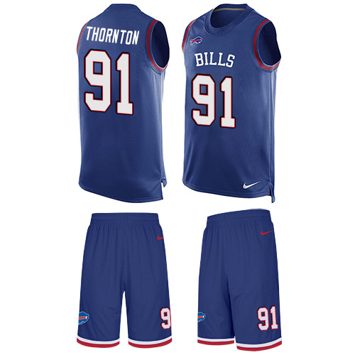 Men's Nike Buffalo Bills #91 Cedric Thornton Limited Royal Blue Tank Top Suit NFL Jersey
