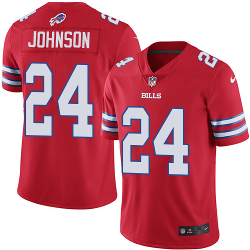 Men's Nike Buffalo Bills #24 Leonard Johnson Elite Red Rush Vapor Untouchable NFL Jersey