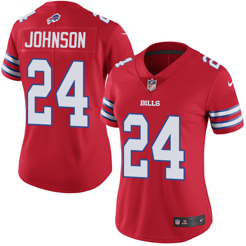 Women's Nike Buffalo Bills #24 Leonard Johnson Limited Red Rush Vapor Untouchable NFL Jersey
