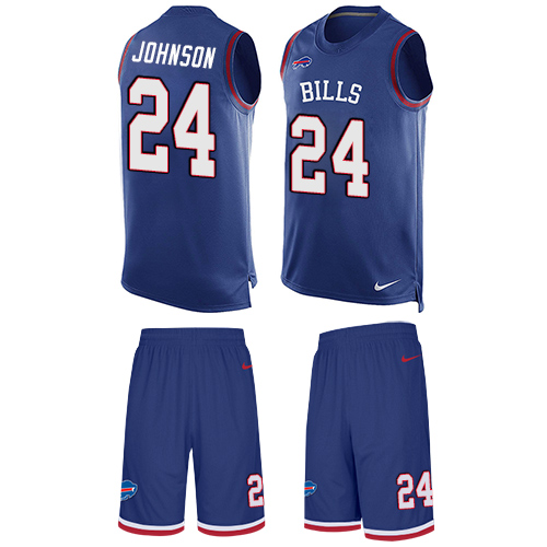 Men's Nike Buffalo Bills #24 Leonard Johnson Limited Royal Blue Tank Top Suit NFL Jersey