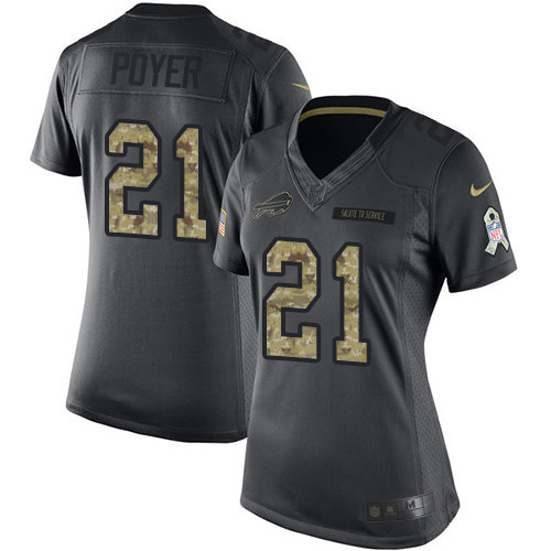 Women's Nike Buffalo Bills #21 Jordan Poyer Limited Black 2016 Salute to Service NFL Jersey