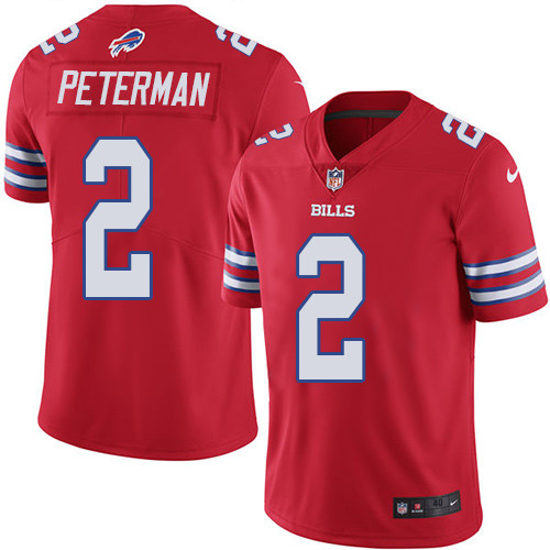 Men's Nike Buffalo Bills #2 Nathan Peterman Elite Red Rush Vapor Untouchable NFL Jersey