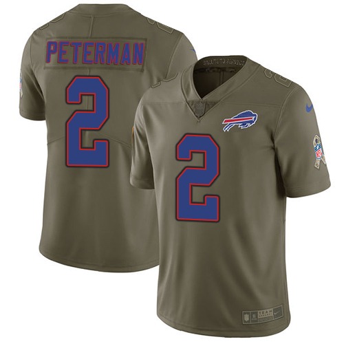 Youth Nike Buffalo Bills #2 Nathan Peterman Limited Olive 2017 Salute to Service NFL Jersey