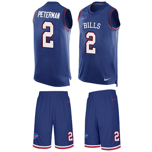 Men's Nike Buffalo Bills #2 Nathan Peterman Limited Royal Blue Tank Top Suit NFL Jersey
