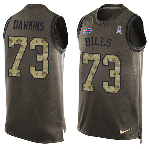 Men's Nike Buffalo Bills #73 Dion Dawkins Limited Green Salute to Service Tank Top NFL Jersey