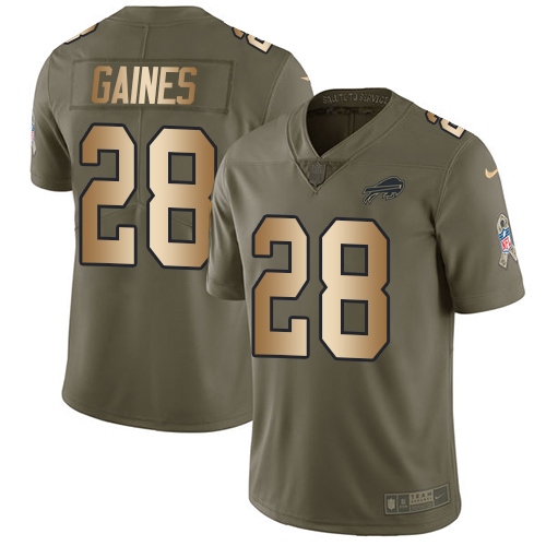 Men's Nike Buffalo Bills #28 E.J. Gaines Limited Olive/Gold 2017 Salute to Service NFL Jersey