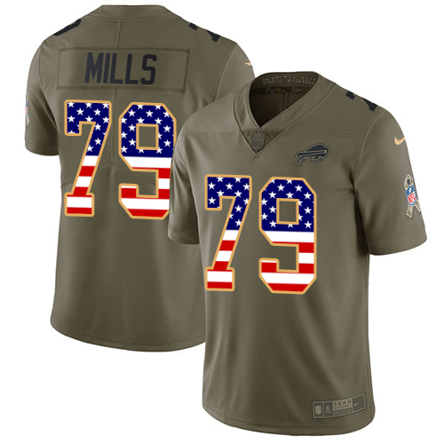 Men's Nike Buffalo Bills #79 Jordan Mills Limited Olive/USA Flag 2017 Salute to Service NFL Jersey