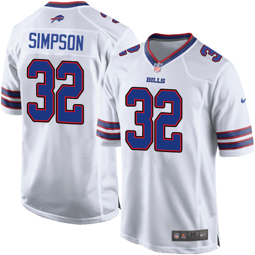 Men's Nike Buffalo Bills #32 O. J. Simpson Game White NFL Jersey