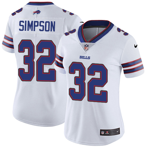 Women's Nike Buffalo Bills #32 O. J. Simpson White Vapor Untouchable Limited Player NFL Jersey