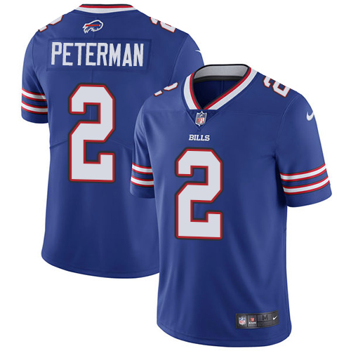 Men's Nike Buffalo Bills #2 Nathan Peterman Royal Blue Team Color Vapor Untouchable Limited Player NFL Jersey
