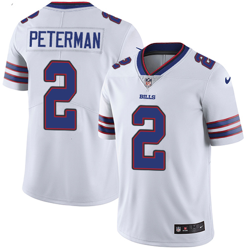 Men's Nike Buffalo Bills #2 Nathan Peterman White Vapor Untouchable Limited Player NFL Jersey