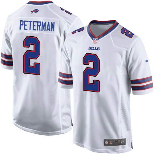 Men's Nike Buffalo Bills #2 Nathan Peterman Game White NFL Jersey