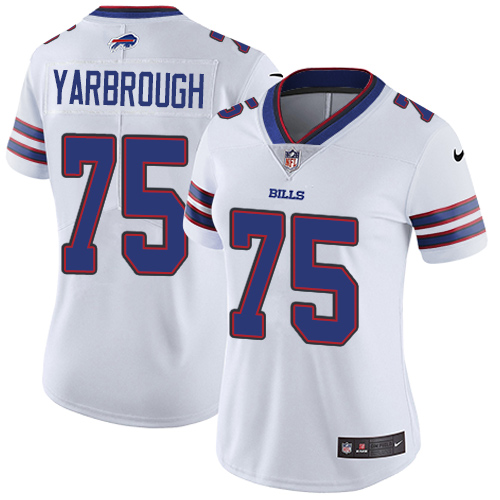 Women's Nike Buffalo Bills #75 Eddie Yarbrough White Vapor Untouchable Elite Player NFL Jersey