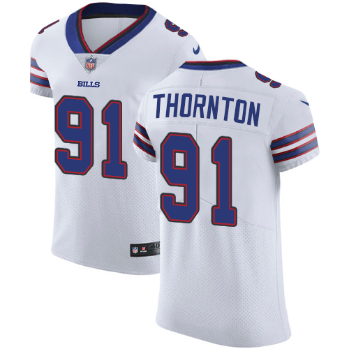 Men's Nike Buffalo Bills #91 Cedric Thornton Elite White NFL Jersey