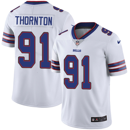 Men's Nike Buffalo Bills #91 Cedric Thornton White Vapor Untouchable Limited Player NFL Jersey