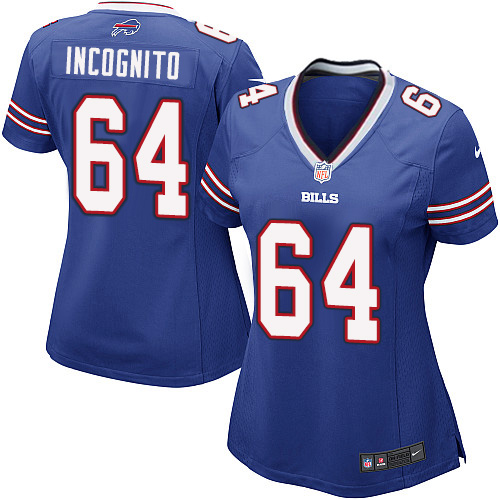 Women's Nike Buffalo Bills #64 Richie Incognito Game Royal Blue Team Color NFL Jersey
