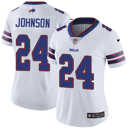 Women's Nike Buffalo Bills #24 Leonard Johnson White Vapor Untouchable Limited Player NFL Jersey