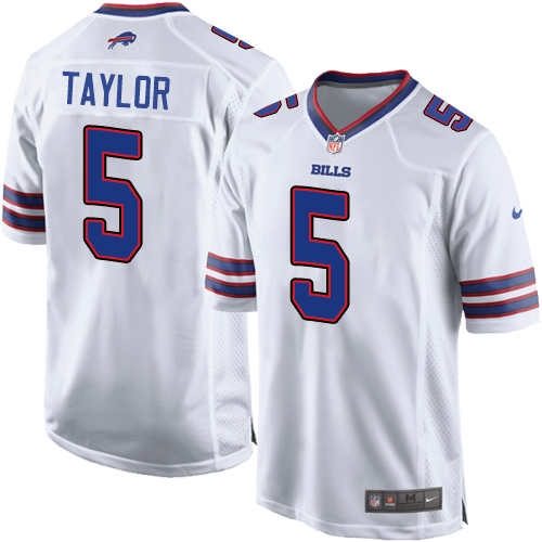 Men's Nike Buffalo Bills #5 Tyrod Taylor Game White NFL Jersey