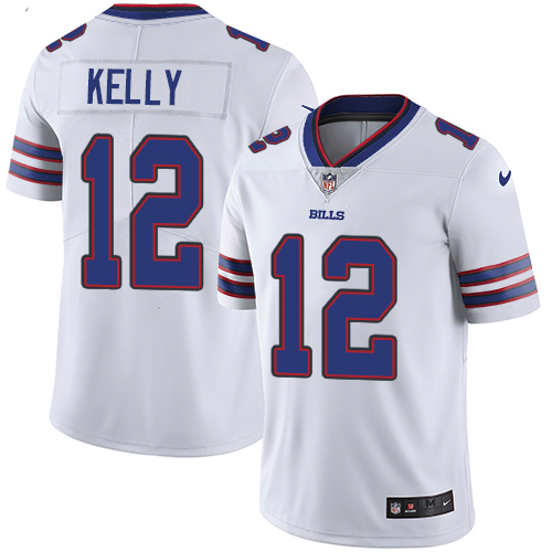 Men's Nike Buffalo Bills #12 Jim Kelly White Vapor Untouchable Limited Player NFL Jersey