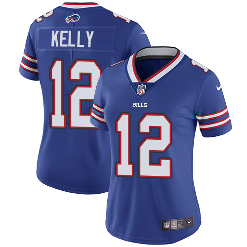 Women's Nike Buffalo Bills #12 Jim Kelly Royal Blue Team Color Vapor Untouchable Limited Player NFL Jersey