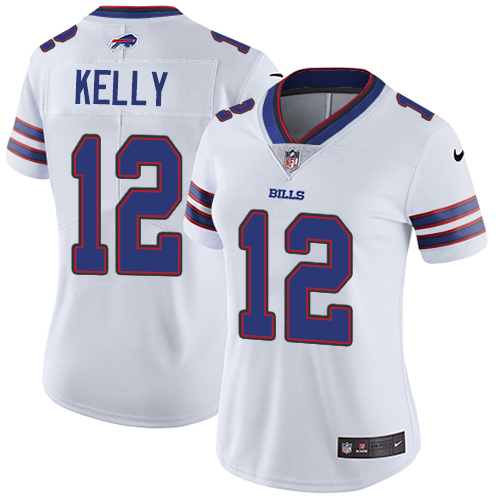 Women's Nike Buffalo Bills #12 Jim Kelly White Vapor Untouchable Limited Player NFL Jersey