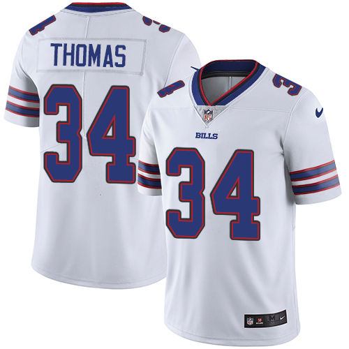 Men's Nike Buffalo Bills #34 Thurman Thomas White Vapor Untouchable Limited Player NFL Jersey