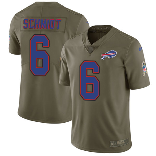 Youth Nike Buffalo Bills #6 Colton Schmidt Limited Olive 2017 Salute to Service NFL Jersey