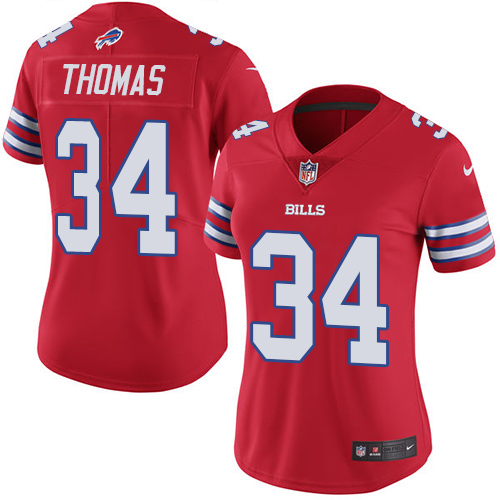 Women's Nike Buffalo Bills #34 Thurman Thomas Elite Red Rush Vapor Untouchable NFL Jersey