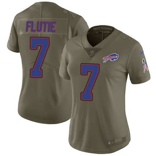 Women's Nike Buffalo Bills #7 Doug Flutie Limited Olive 2017 Salute to Service NFL Jersey