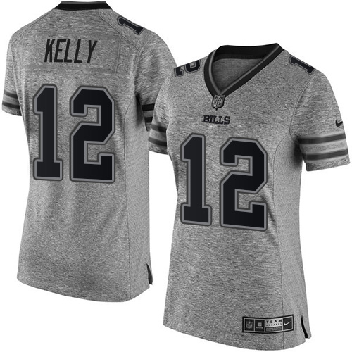 Women's Nike Buffalo Bills #12 Jim Kelly Limited Gray Gridiron NFL Jersey