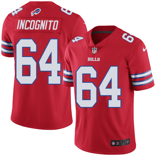 Men's Nike Buffalo Bills #64 Richie Incognito Limited Red Rush Vapor Untouchable NFL Jersey