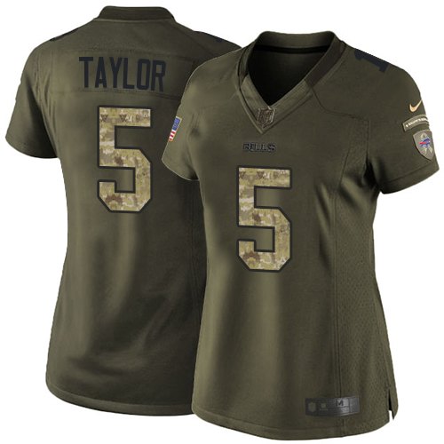 Women's Nike Buffalo Bills #5 Tyrod Taylor Elite Green Salute to Service NFL Jersey
