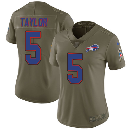 Women's Nike Buffalo Bills #5 Tyrod Taylor Limited Olive 2017 Salute to Service NFL Jersey