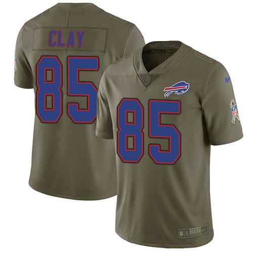 Men's Nike Buffalo Bills #85 Charles Clay Limited Olive 2017 Salute to Service NFL Jersey