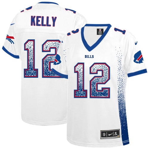 Women's Nike Buffalo Bills #12 Jim Kelly Elite White Drift Fashion NFL Jersey