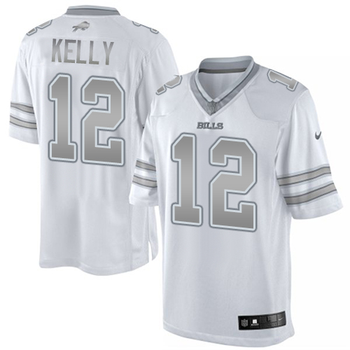 Men's Nike Buffalo Bills #12 Jim Kelly Limited White Platinum NFL Jersey