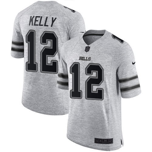 Men's Nike Buffalo Bills #12 Jim Kelly Limited Gray Gridiron II NFL Jersey