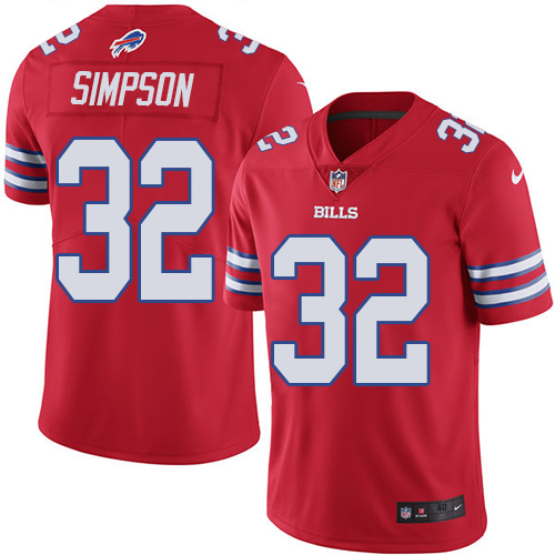 Men's Nike Buffalo Bills #32 O. J. Simpson Elite Red Rush Vapor Untouchable NFL Jersey